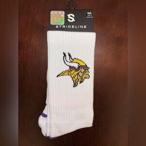 MINNESOTA VIKINGS STRIDELINE CREW SOCKS NWT MEN’S SHOE SIZE 8-12
